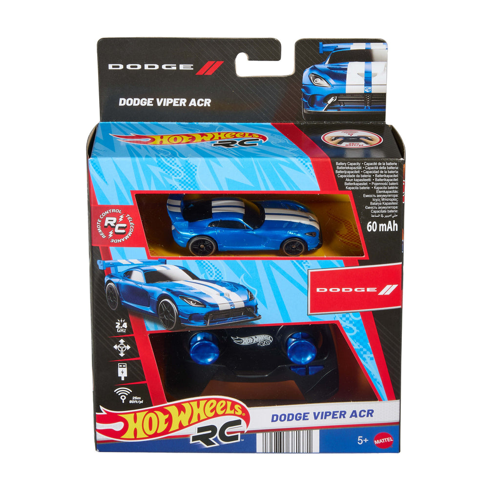 Hot Wheels RC 1:64 Scale Dodge Viper Acr, Battery-Powered Remote-Control Toy Car