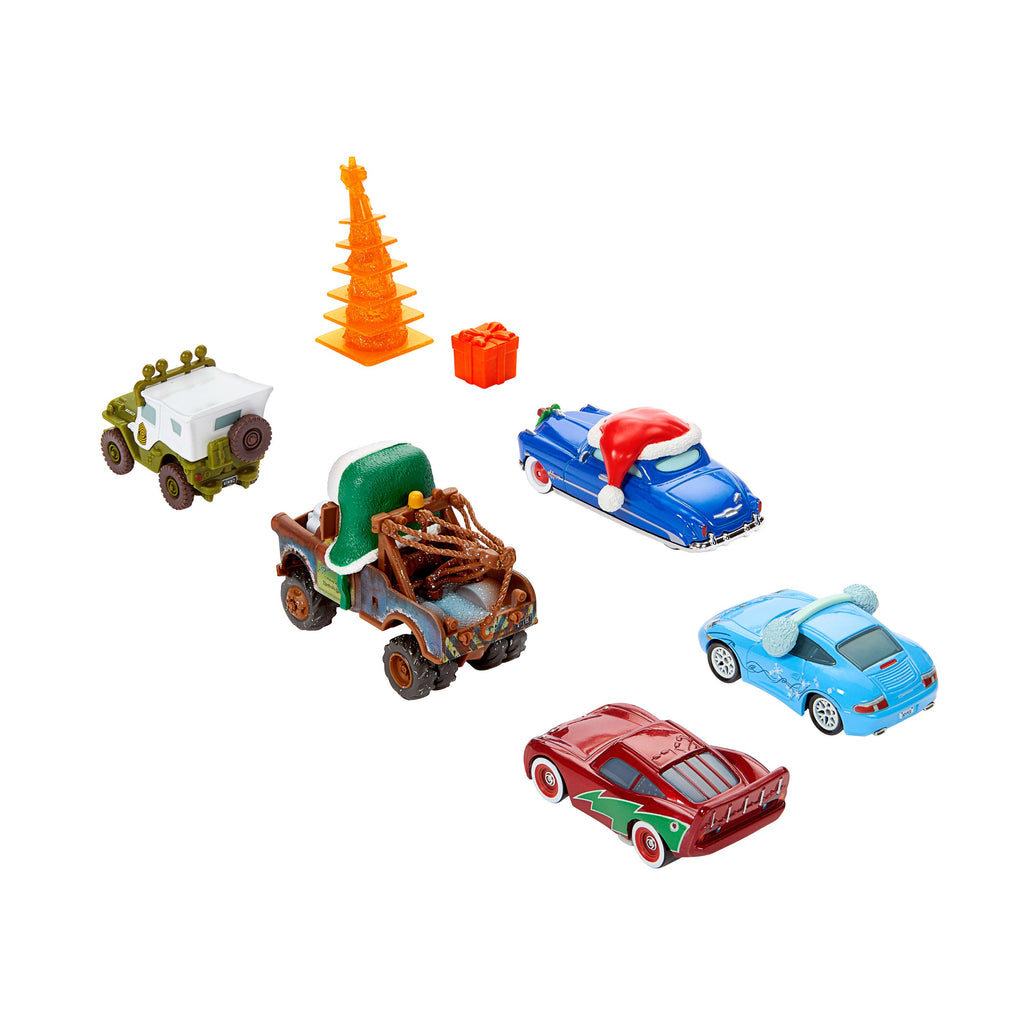 Disney And Pixar Cars Winter Die-Cast Multipack, Set Of 5 Toy Vehicles & 2 Plastic Accessories
