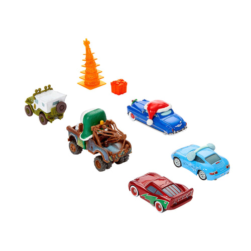 Disney And Pixar Cars Winter Die-Cast Multipack, Set Of 5 Toy Vehicles & 2 Plastic Accessories