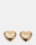 RIBBED HEART EARRINGS GOLD