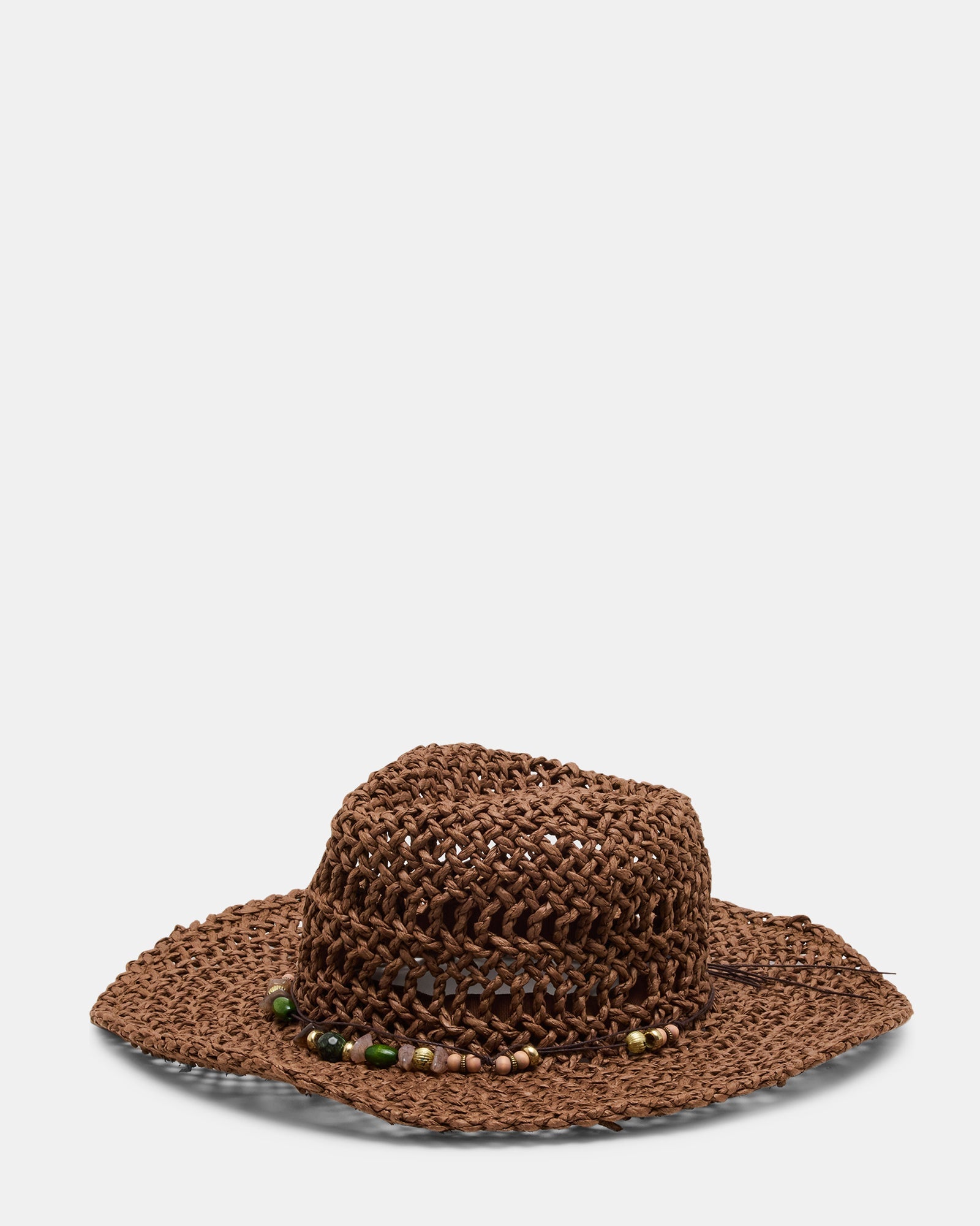 LEI BEADED TRIM WESTERN HAT CHOCOLATE
