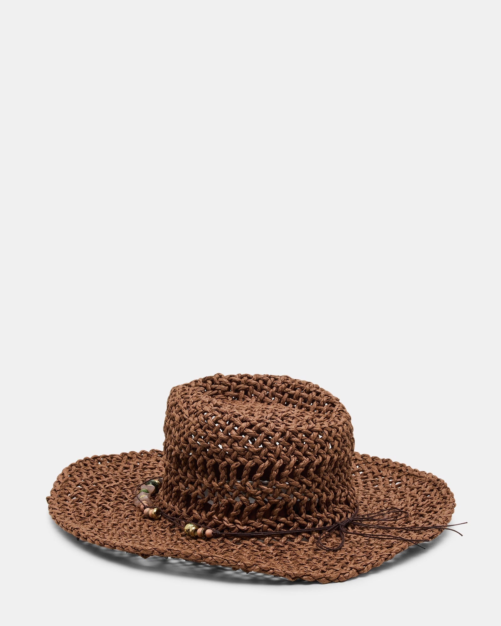 LEI BEADED TRIM WESTERN HAT CHOCOLATE