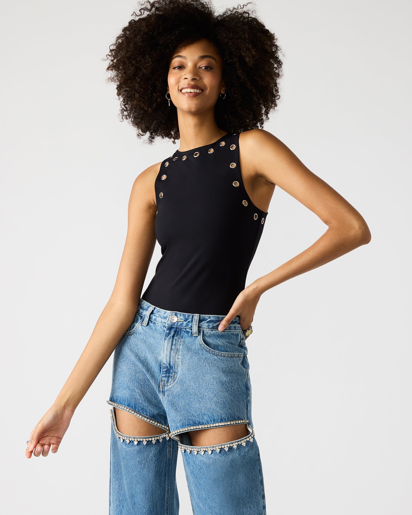 NICO GROMMET BODYSUIT BLACK