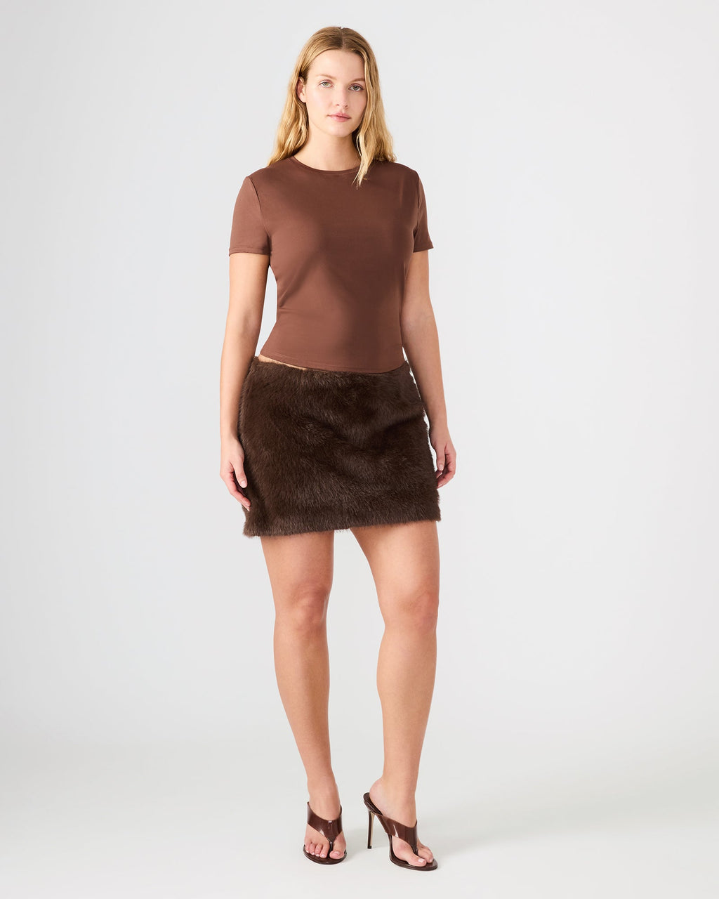 AVIVA FAUX FUR SKIRT DARK ESPRESSO