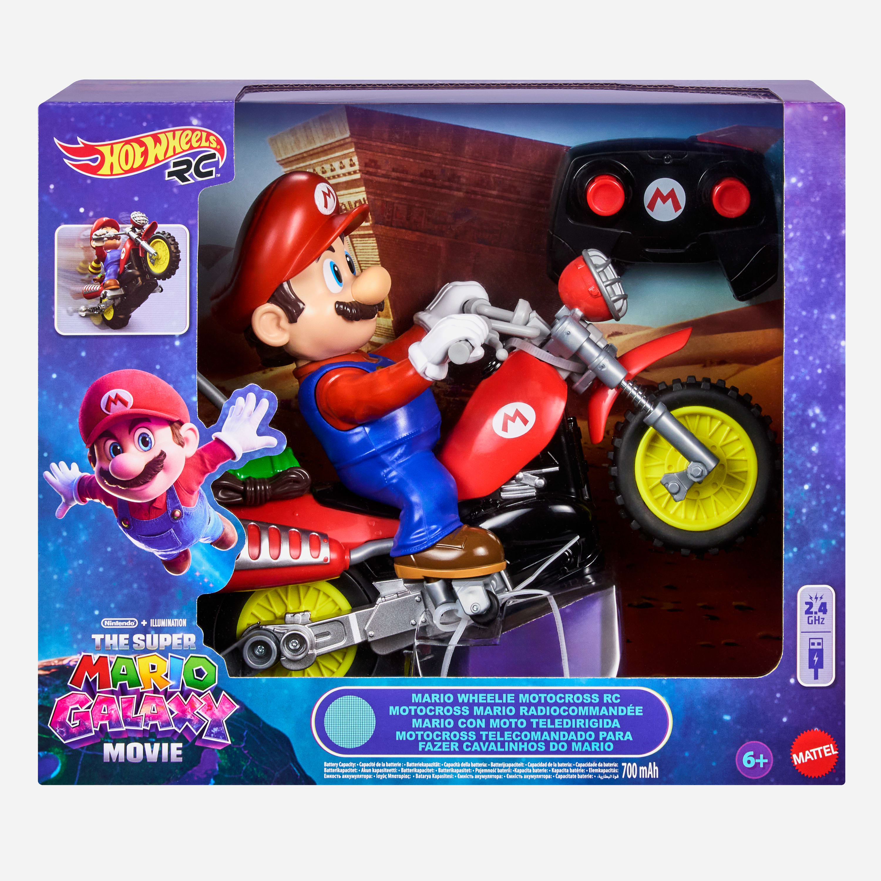 Hot Wheels RC Mario Wheelie Motocross RC, Remote-Controlled Battery-Powered Vehicle