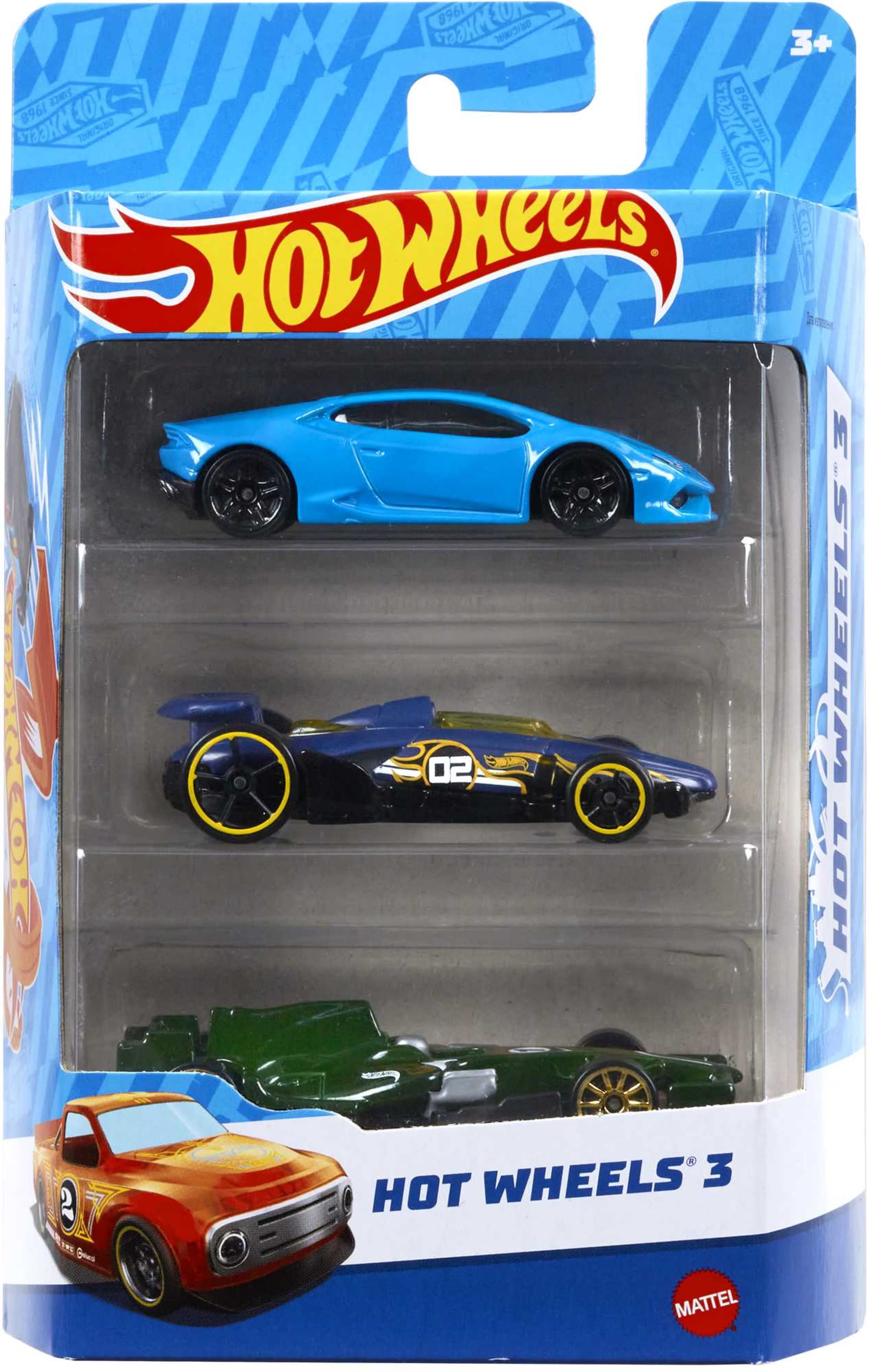Hot Wheels 1:64 Scale Toy Cars & Trucks, 3-Pack
