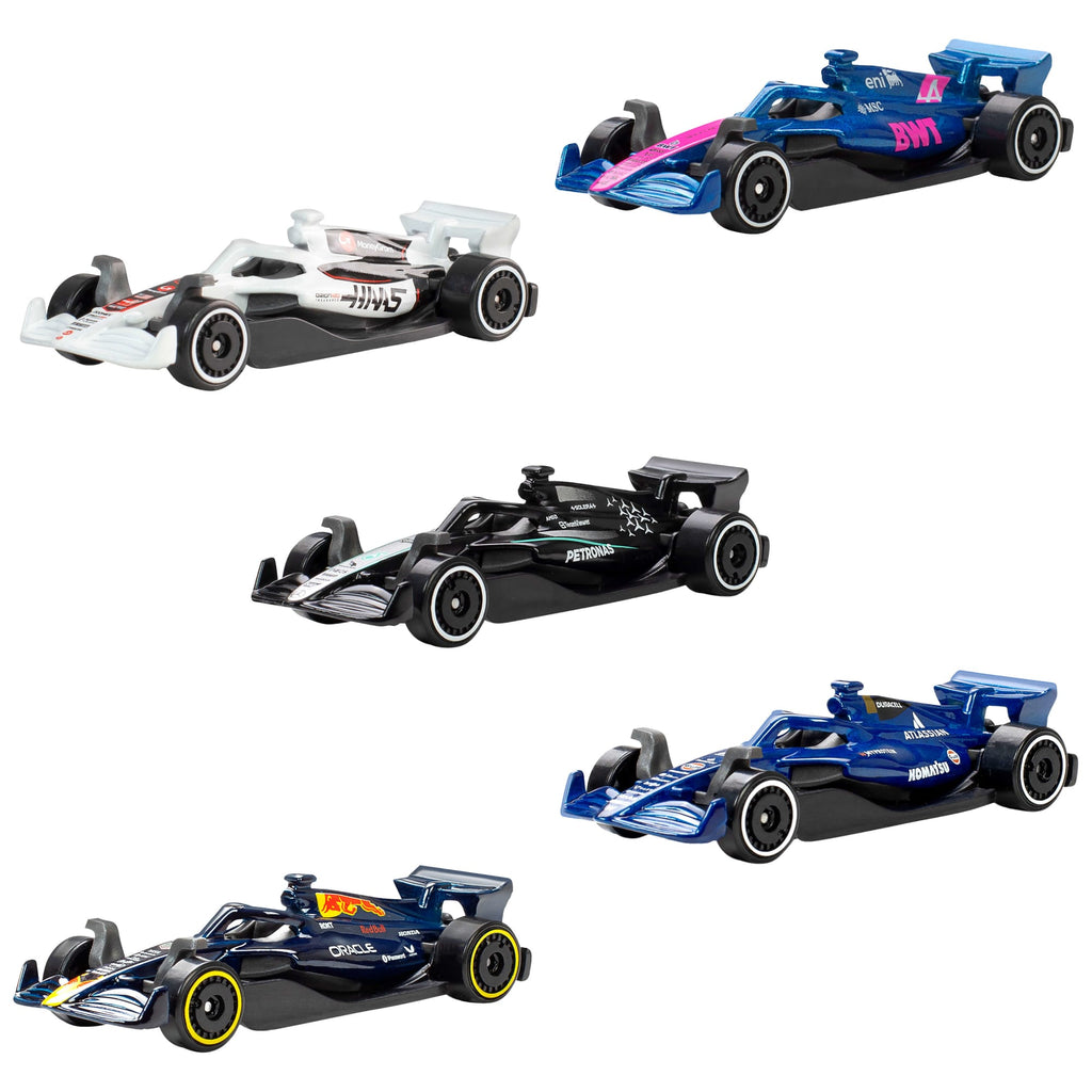Hot Wheels Formula 1 5-Pack, Set Of 5 Die-Cast Toy F1 Cars in 1:64 Scale