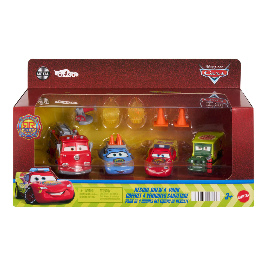 Disney And Pixar Cars Race & Rescue Crew Die-Cast 4-Pack With Red, Lightning Mcqueen, Sally & Sarge