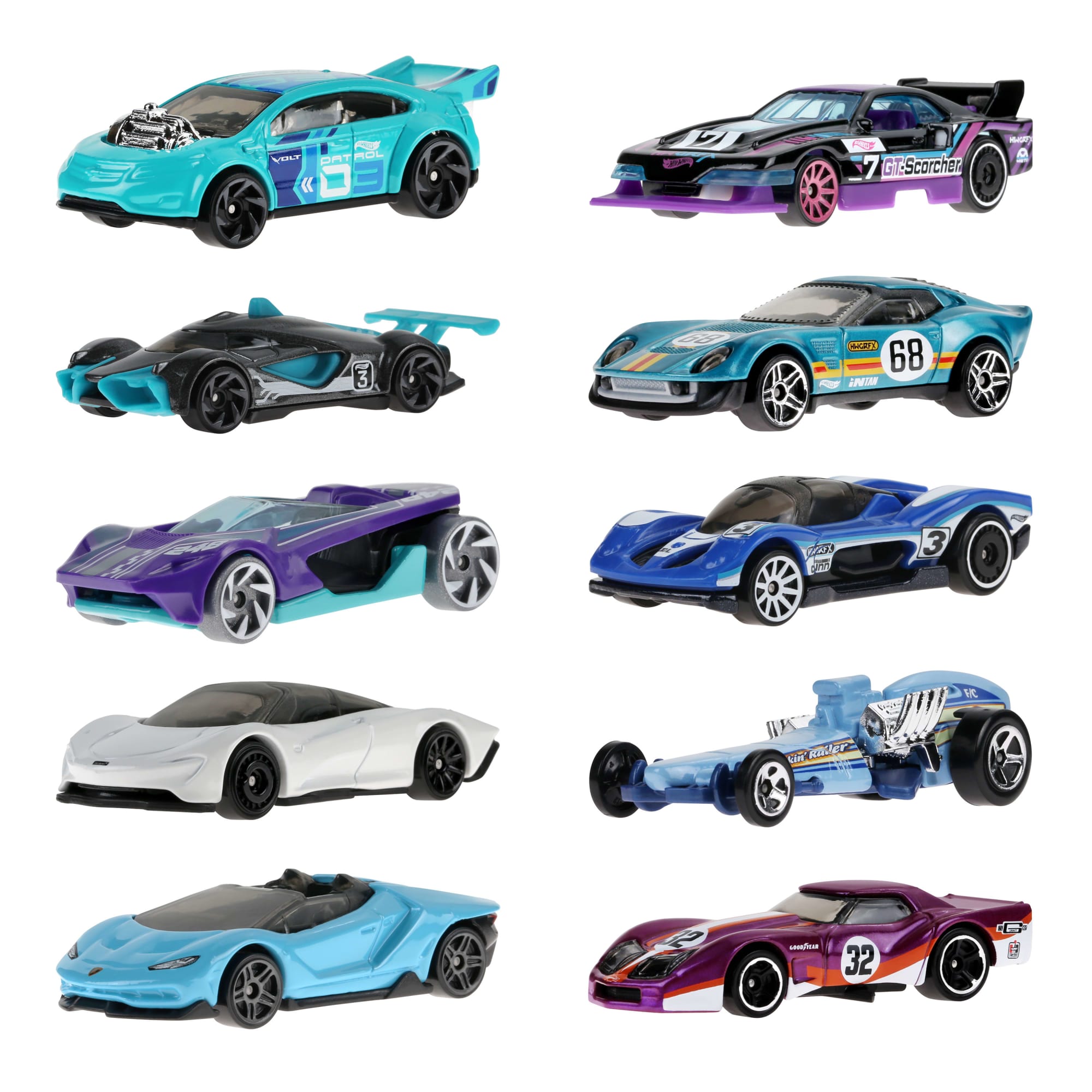Hot Wheels Race Car 10-Pack, Set Of 10 1:64 Scale Toy Vehicles