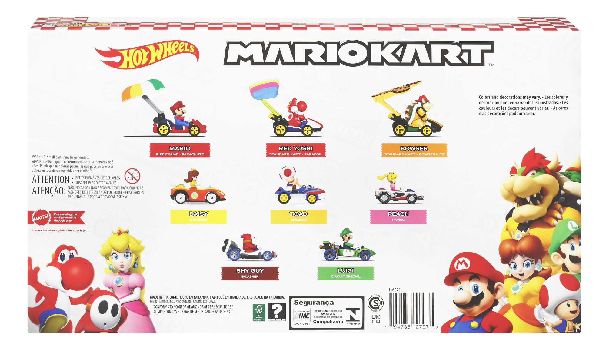 Hot Wheels Super Mario Character Car 8-Pack