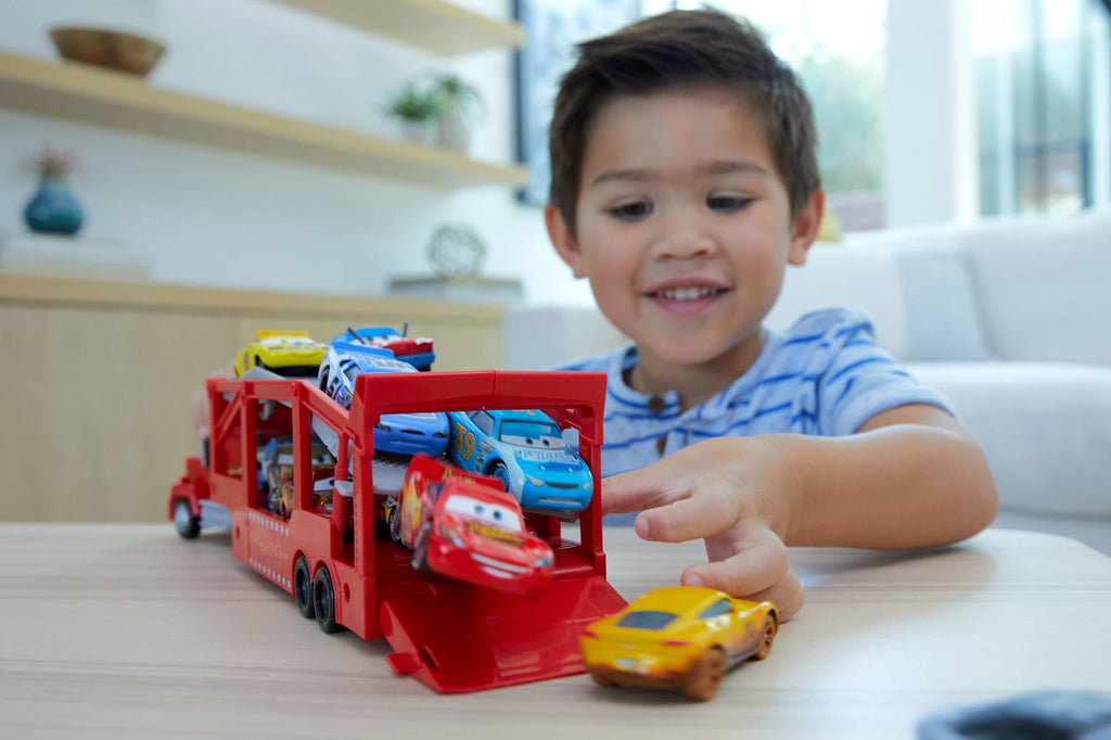 Disney And Pixar Cars Mack Hauler, 13-Inch Toy Transporter Truck With Ramp & Carry Storage For 12 Vehicles, Gift For Kids Ages 4 Years Old & Up