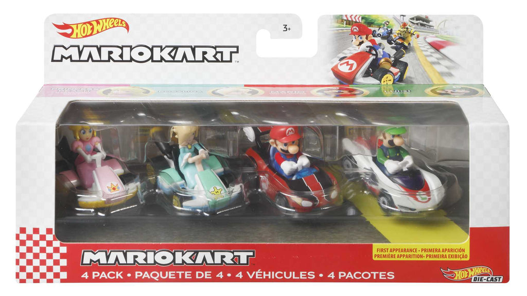 Hot Wheels Mario Kart Vehicle 4-Pack With 1 Exclusive Collectible Model