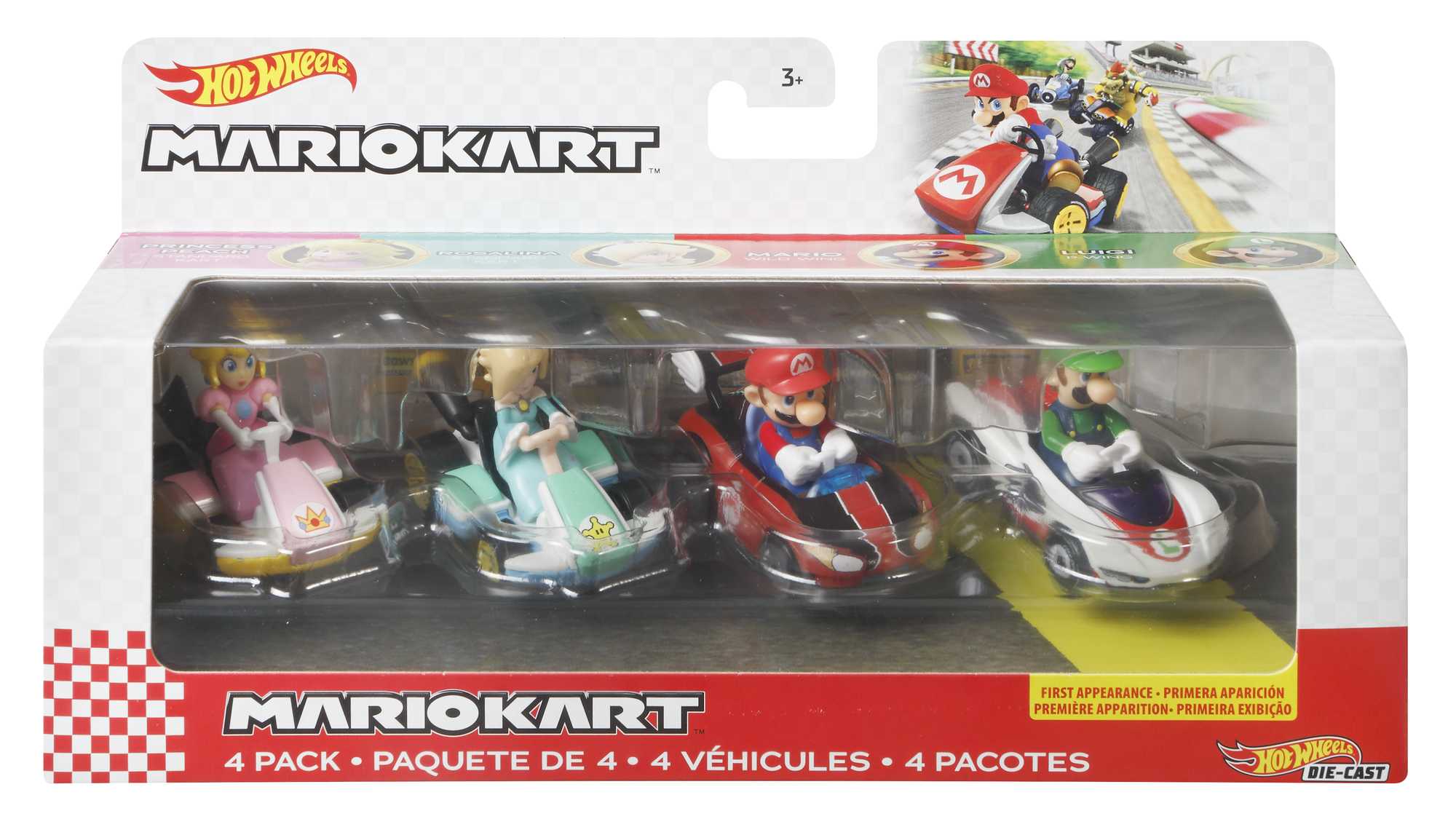 Hot Wheels Mario Kart Vehicle 4-Pack With 1 Exclusive Collectible Model