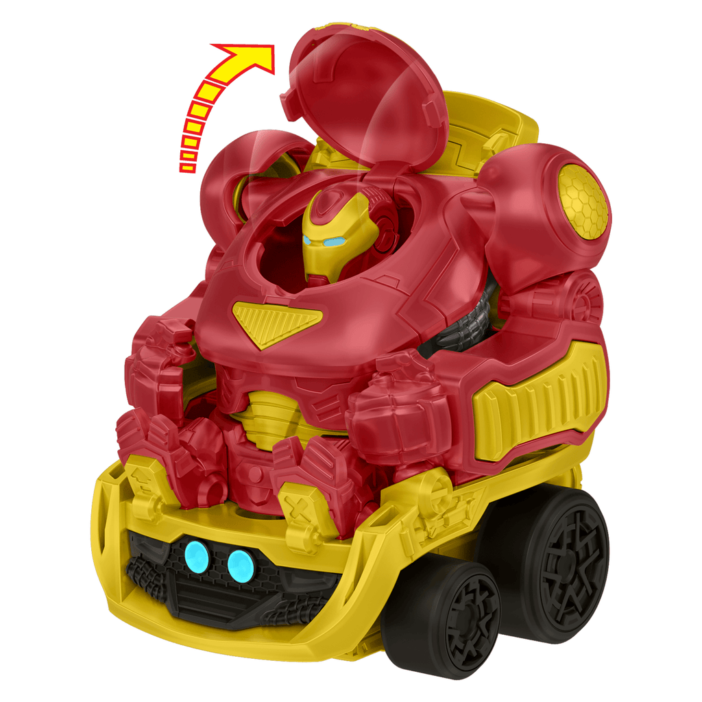 Hot Wheels Racerverse Marvel Hulkbuster Hauler, Stores Up To 10 Toy Cars, Detachable Cab With Flip-Up Helmet & Non-Removable Figure