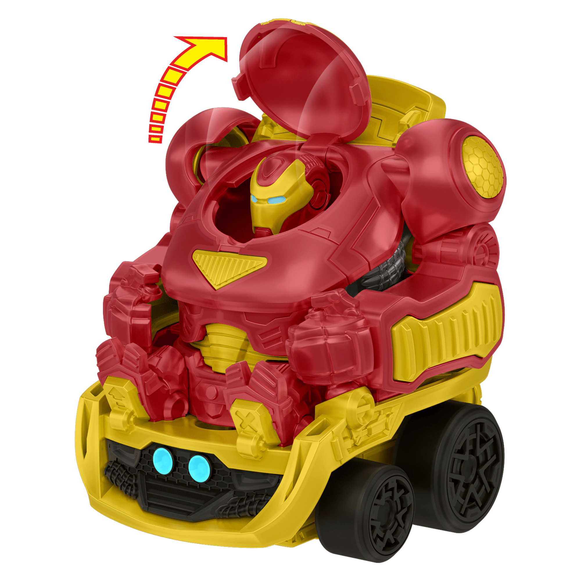 Hot Wheels Racerverse Marvel Hulkbuster Hauler, Stores Up To 10 Toy Cars, Detachable Cab With Flip-Up Helmet & Non-Removable Figure