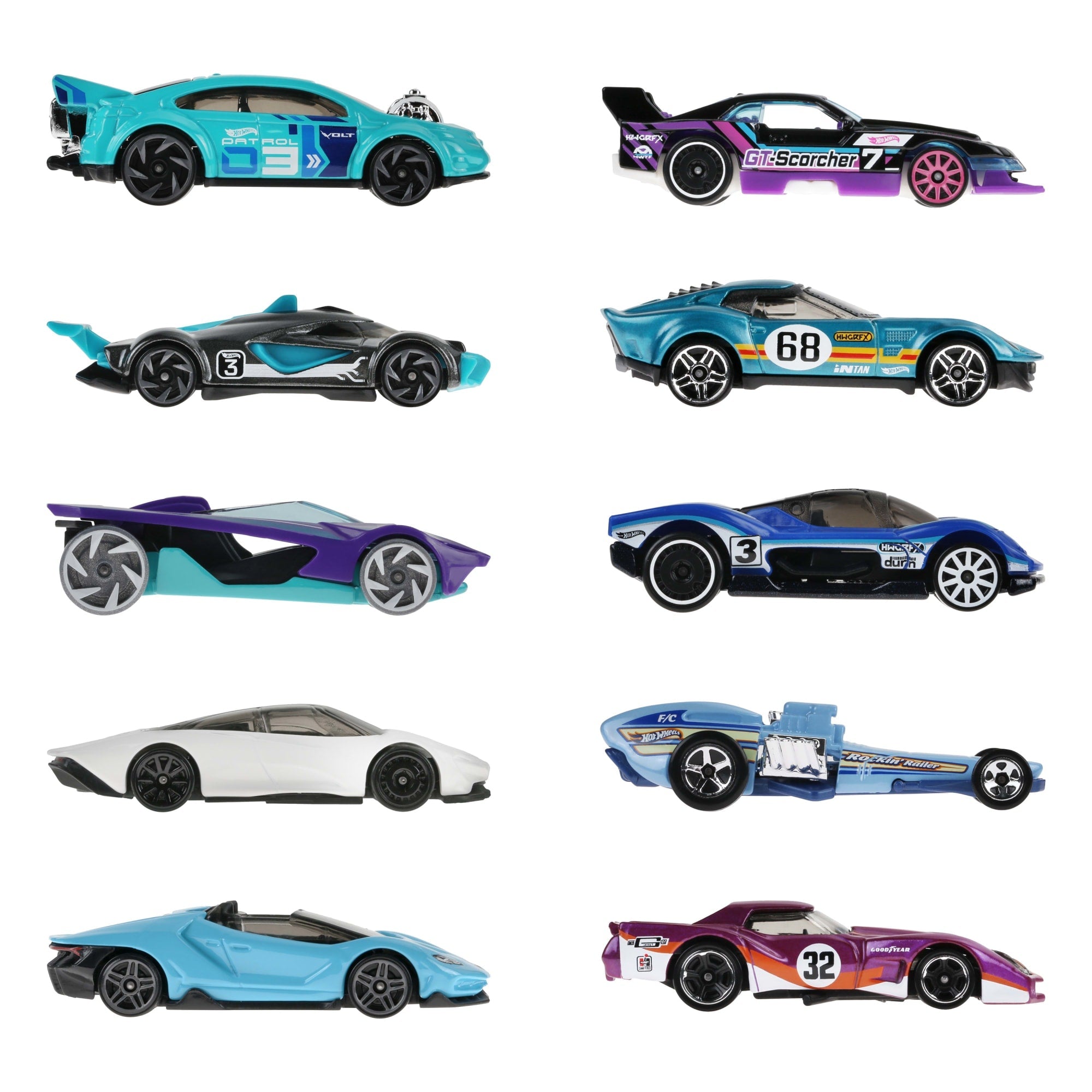 Hot Wheels Race Car 10-Pack, Set Of 10 1:64 Scale Toy Vehicles