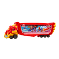 Hot Wheels Racerverse Marvel Hulkbuster Hauler, Stores Up To 10 Toy Cars, Detachable Cab With Flip-Up Helmet & Non-Removable Figure