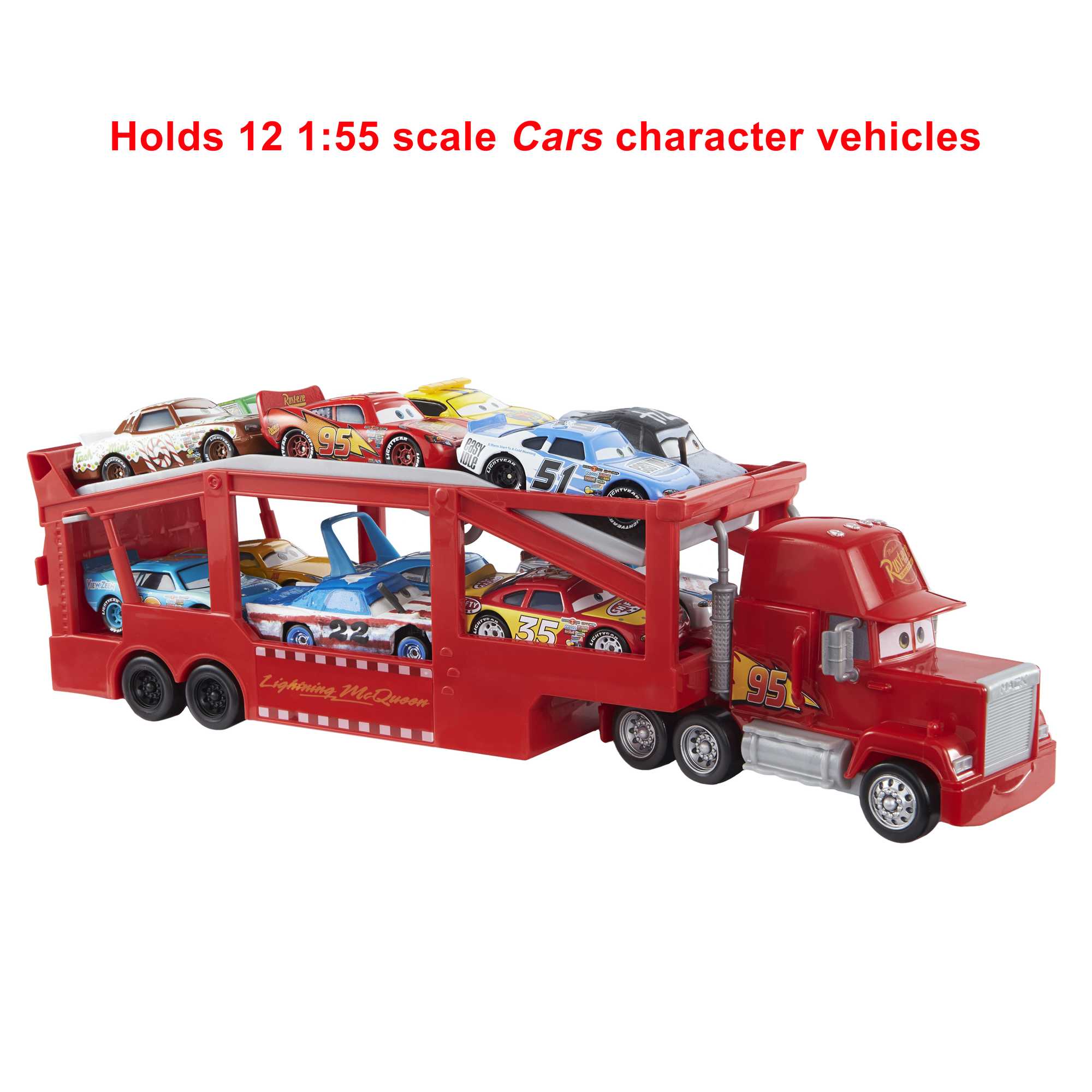 Disney And Pixar Cars Mack Hauler, 13-Inch Toy Transporter Truck With Ramp & Carry Storage For 12 Vehicles, Gift For Kids Ages 4 Years Old & Up